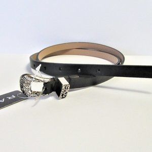 Rampage Women's Design Buckle Black Skinny Belt